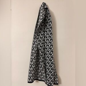 Michael Kors Monogram Knit Logo Scarf in Black and White